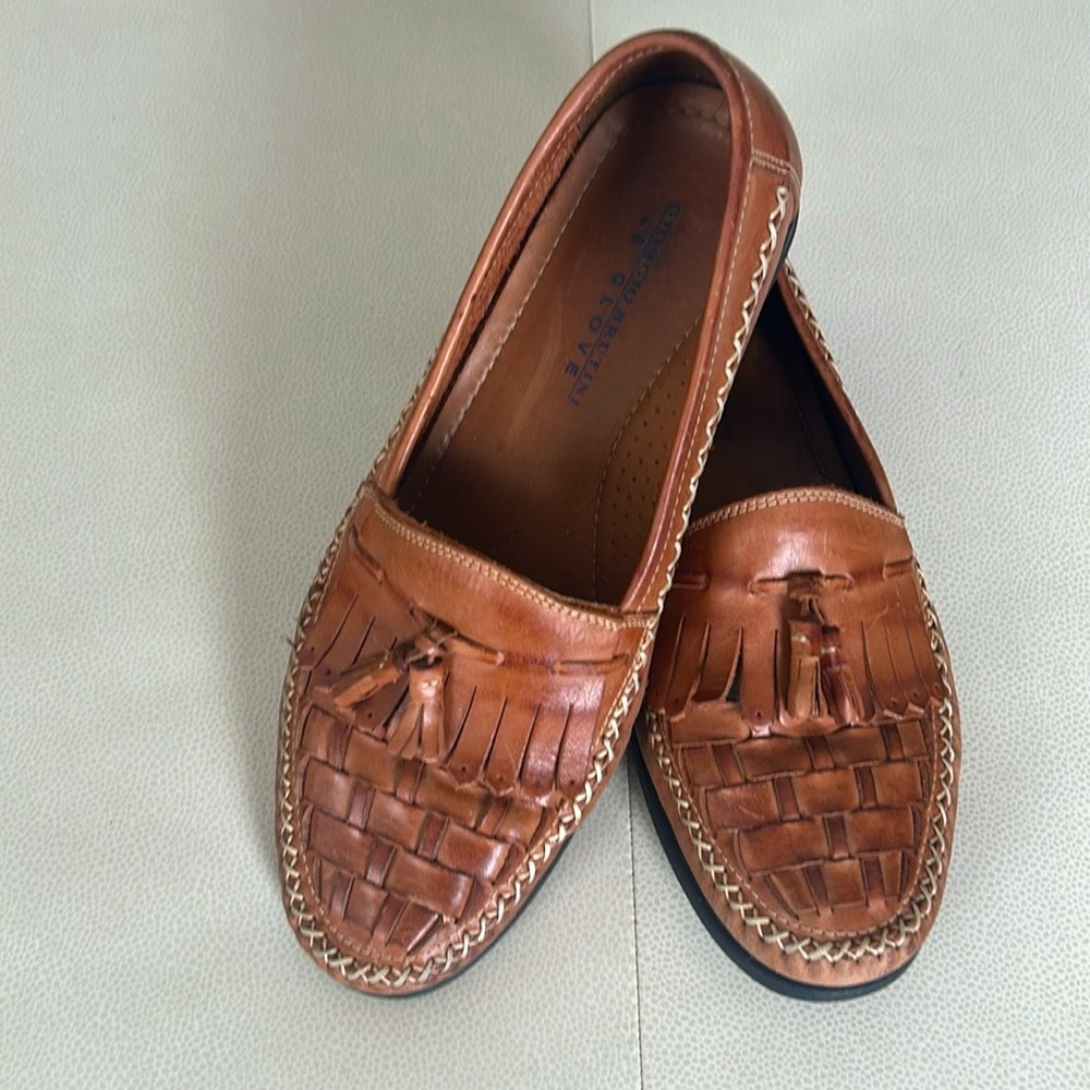 Giorgio Bertini Le Glove Newark Leather Loafers 9 1/2 M Brown Tassel Preppy